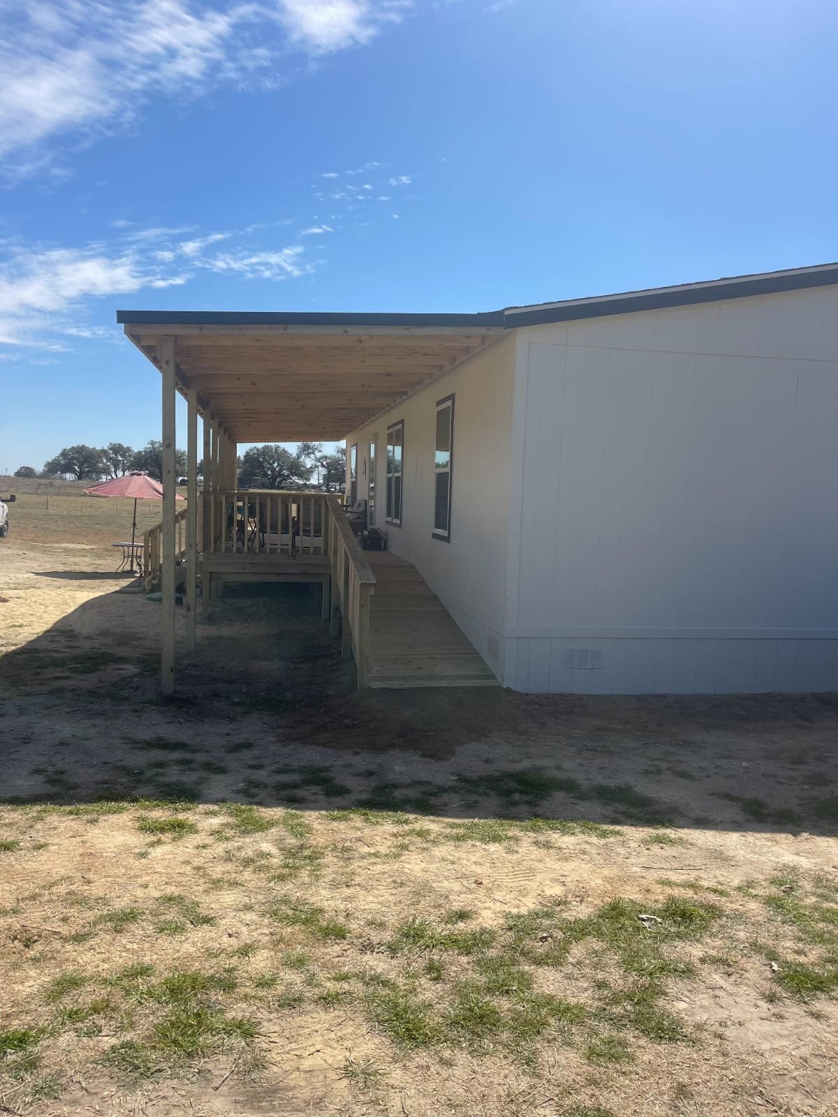 Deck with ramp and roof