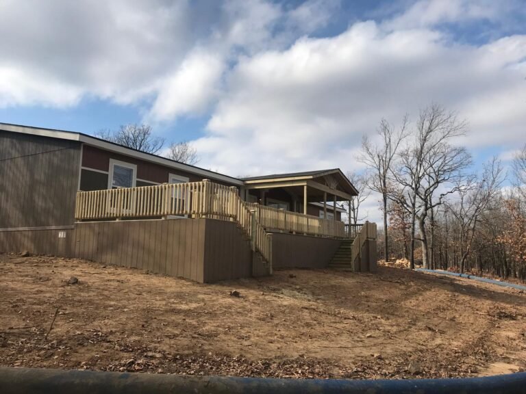 Open wood deck with staircase