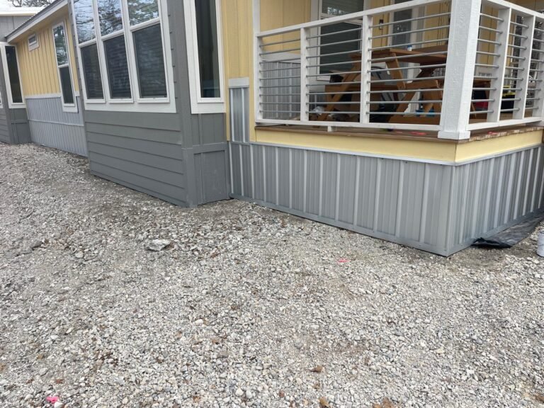 Covered deck with custom skirting